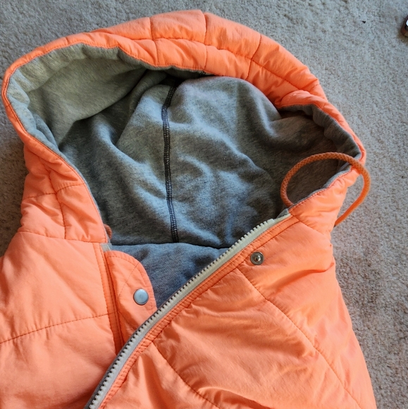 We the Free People Orange-Grey Black Run Reversible Puffer hood Jacket Small - Picture 9 of 13